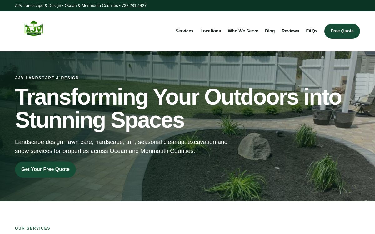 AJV Landscape & Design website preview