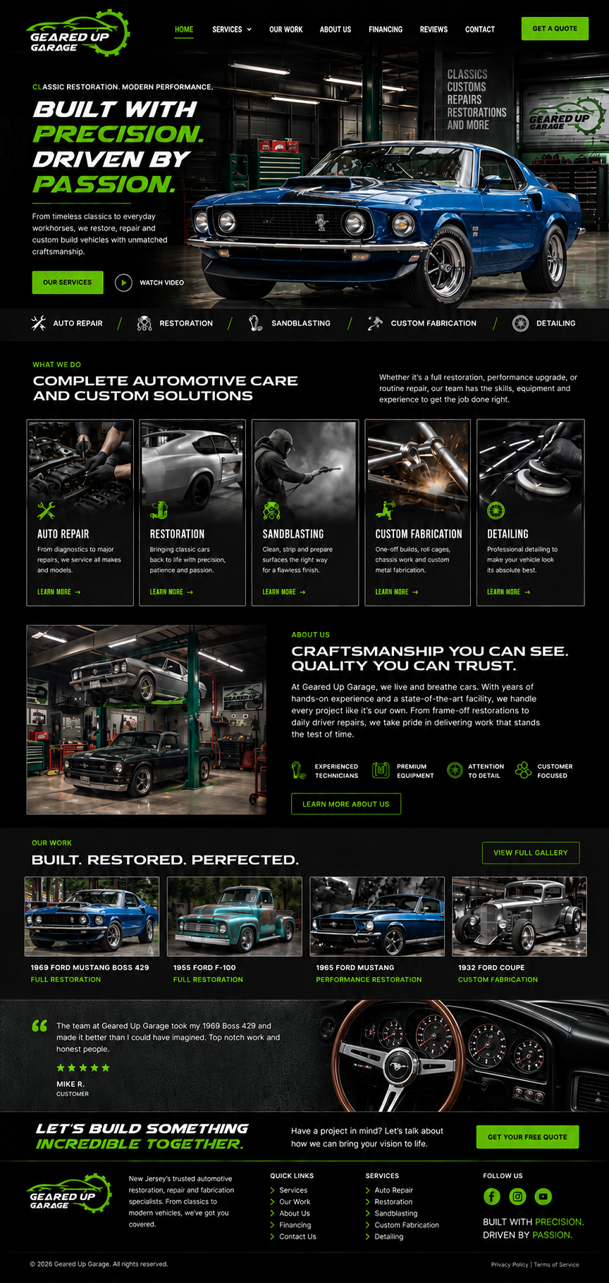 Geared Up Garage website preview